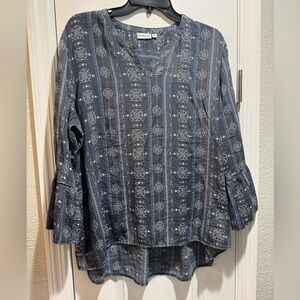 Kim Rogers Women's Navy Patterned Blouse
